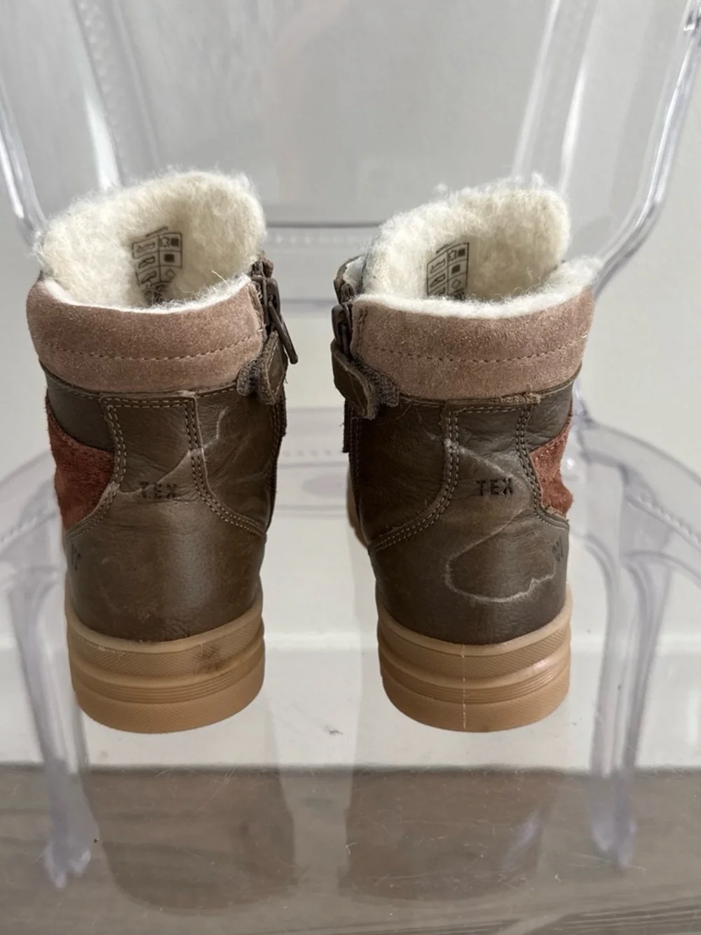 Kids Brown Lace-Up Winter Boots with Yellow Laces